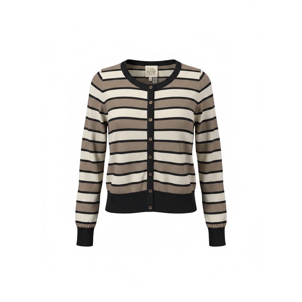 Chaser Womens Metallic Gold and Black Striped Cardigan Sweater CW7938-BGSTP XS